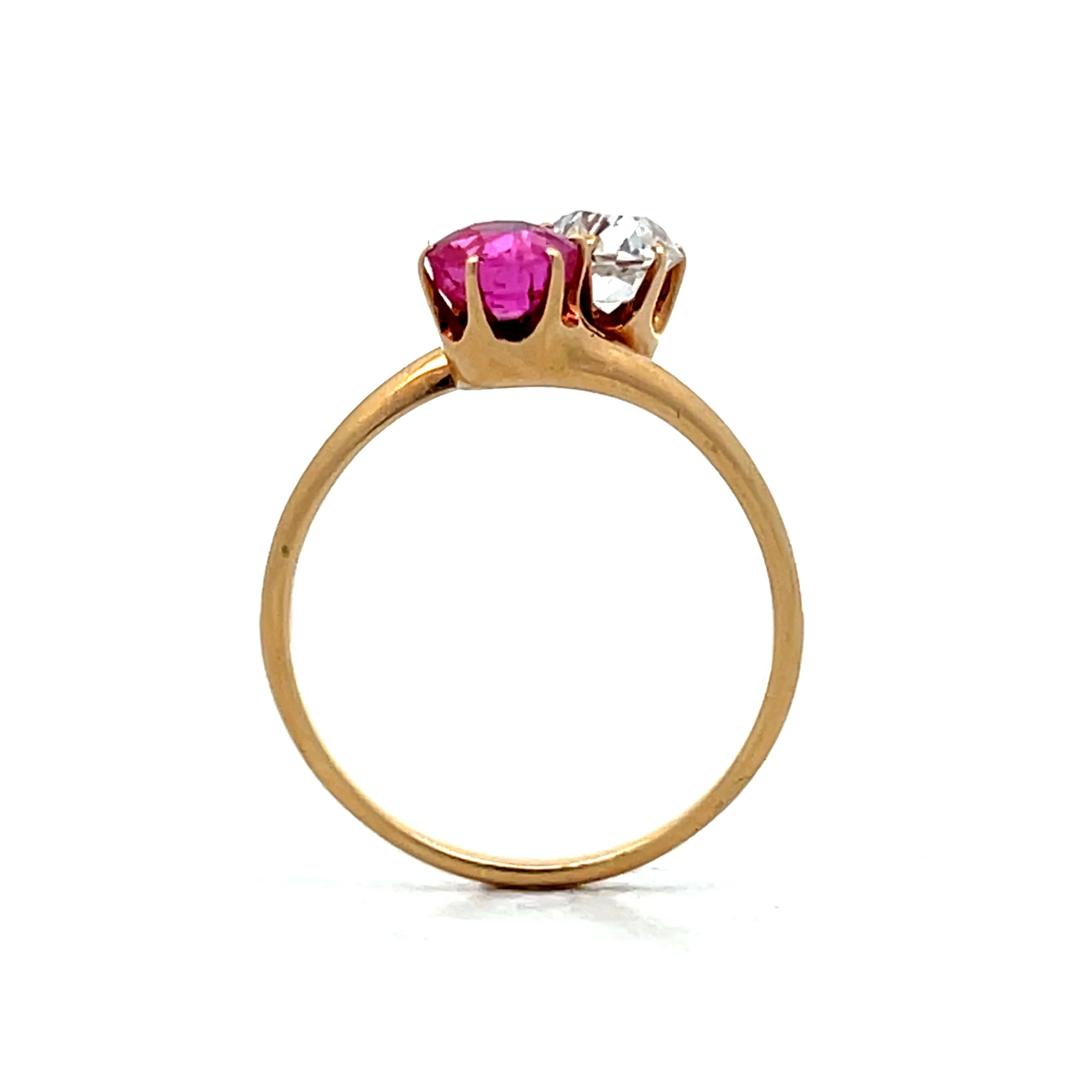 Antique Victorian Toi Et Moi Engagement Ring 14k - Image 4