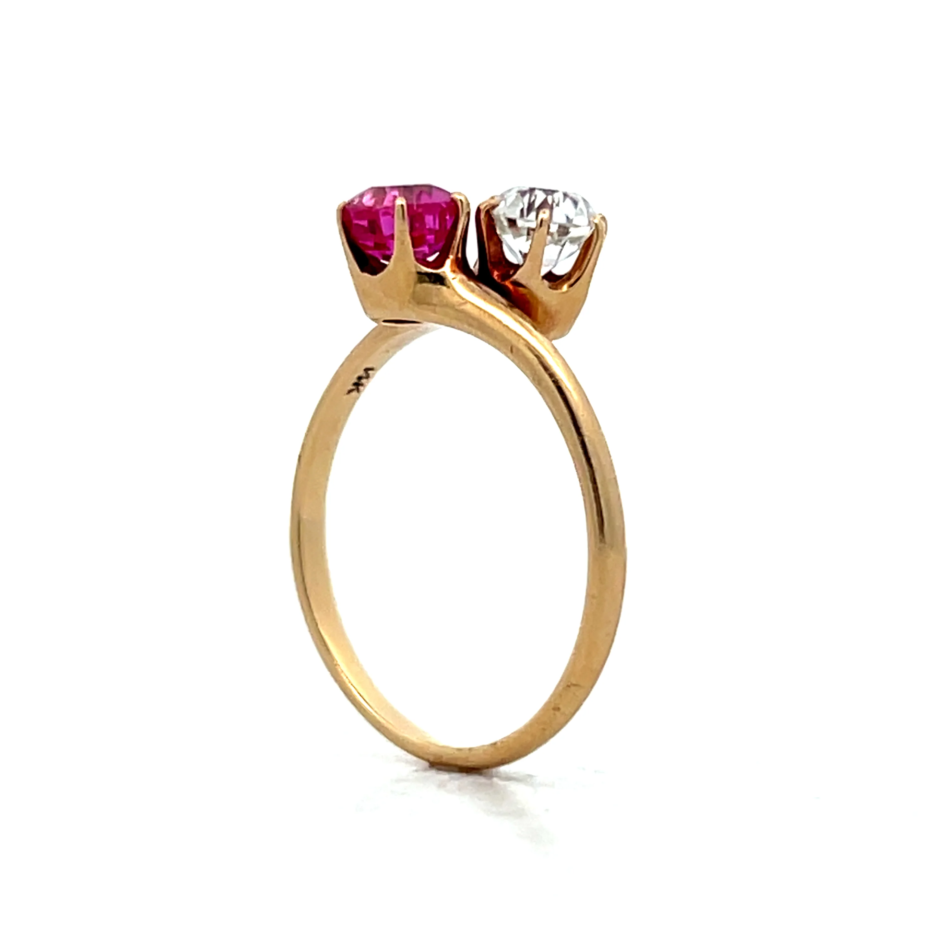 Antique Victorian Toi Et Moi Engagement Ring 14k - Image 5