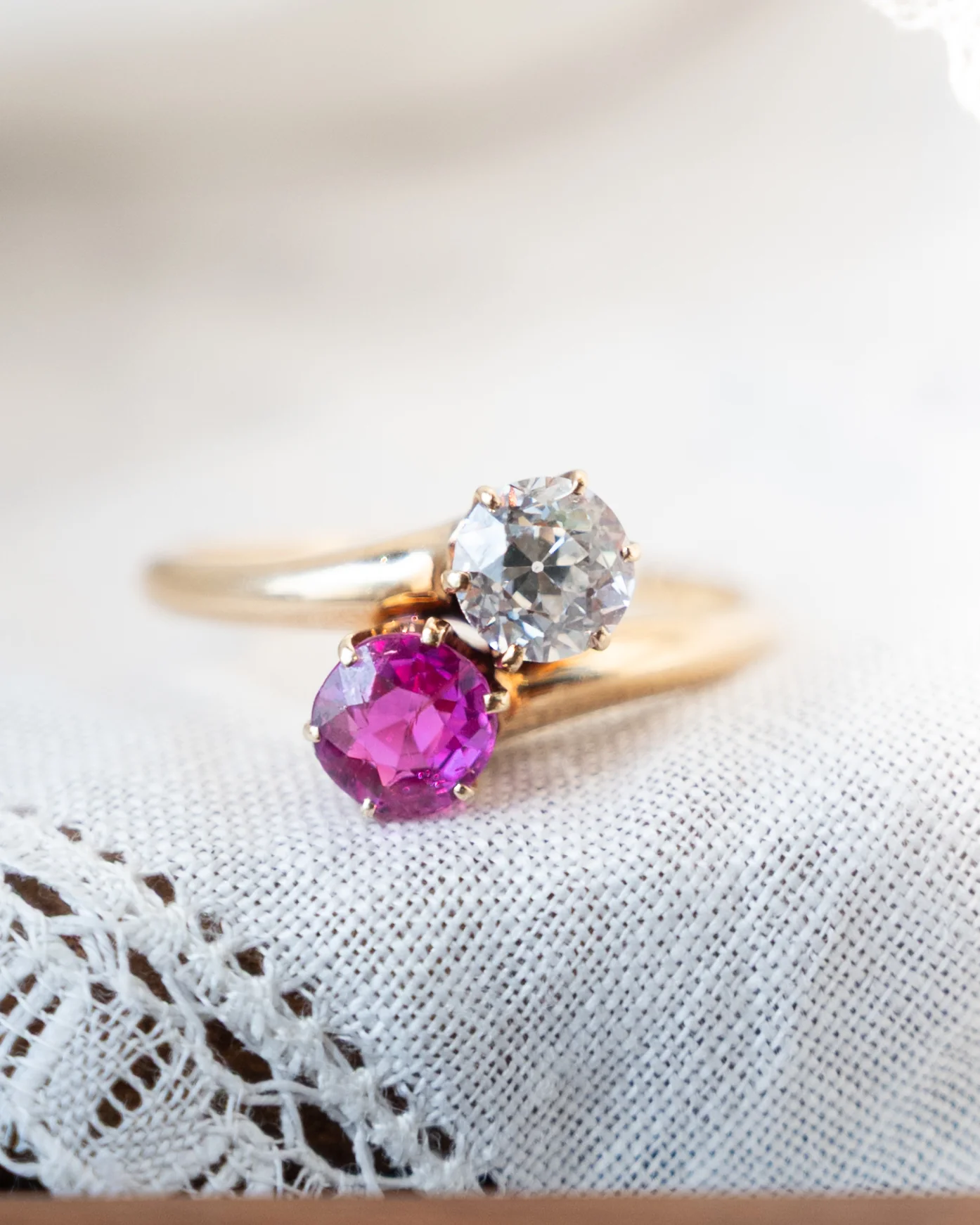 Antique Victorian Toi Et Moi Engagement Ring 14k - Image 6