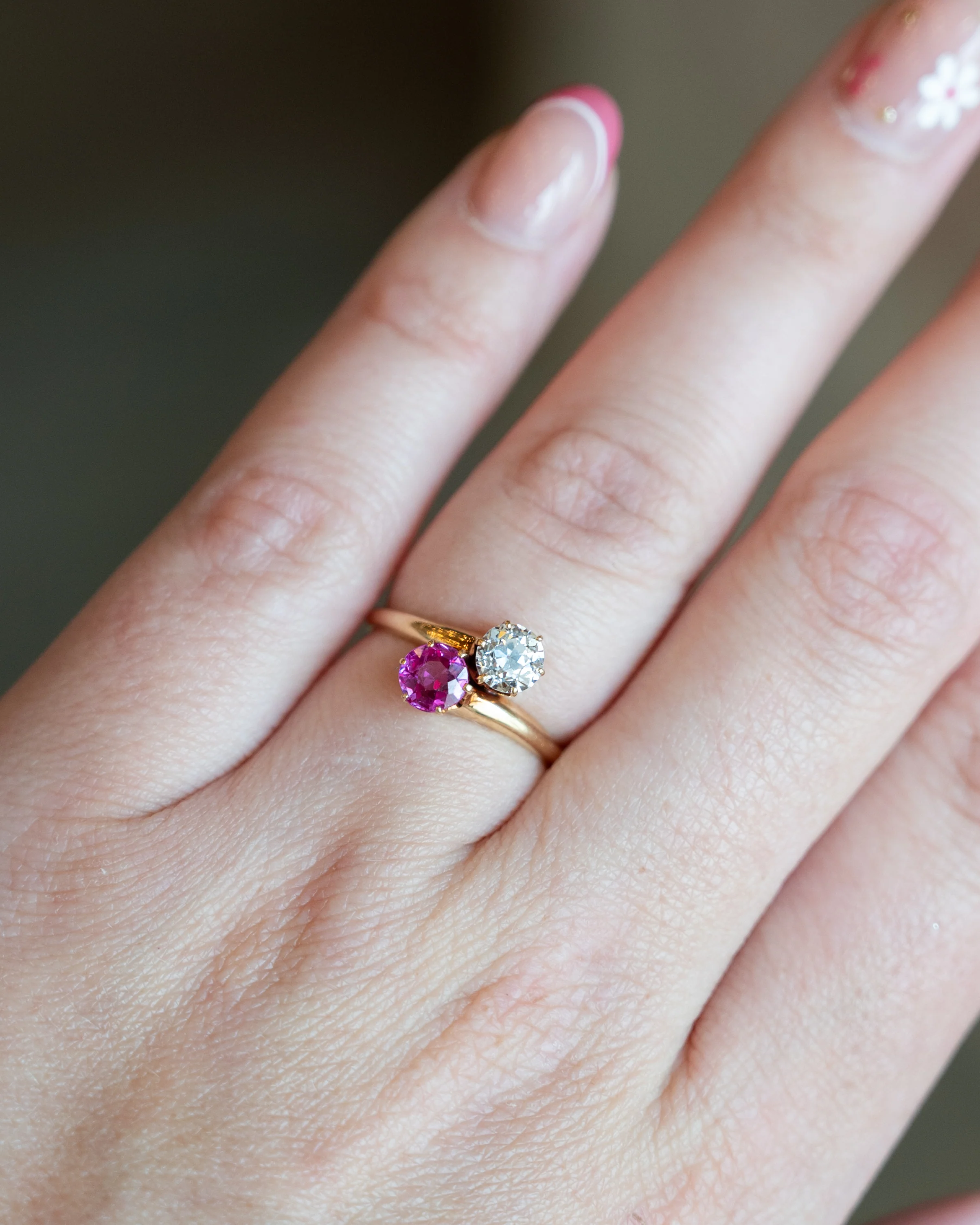 Antique Victorian Toi Et Moi Engagement Ring 14k - Image 7