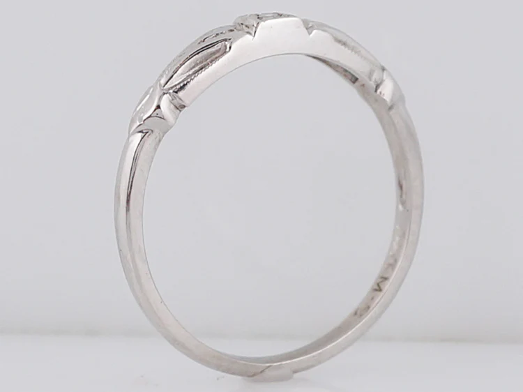Antique Wedding Band Art Deco .03 Single Cut Diamond in 14k White Gold - Image 5