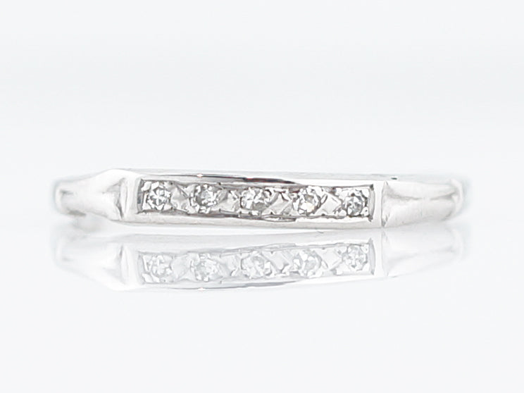 Antique Wedding Band Art Deco .03 Single Cut Diamonds in 14k White Gold