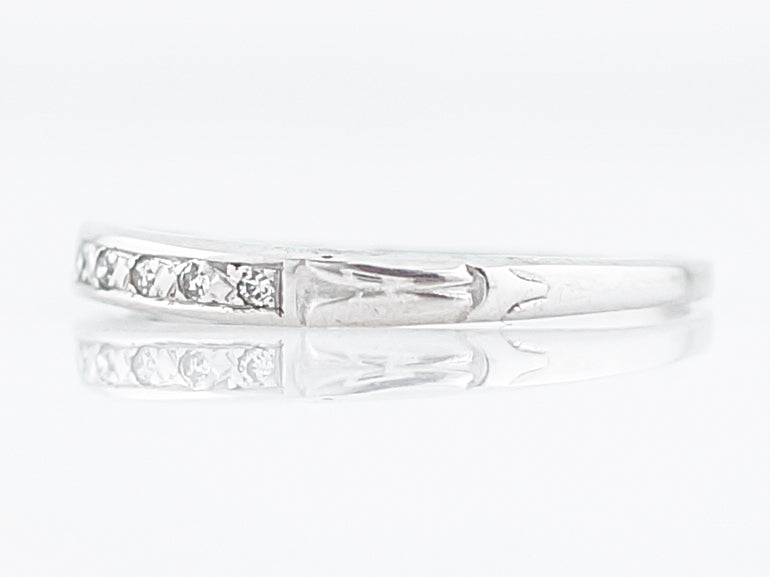 Antique Wedding Band Art Deco .03 Single Cut Diamonds in 14k White Gold - Image 2
