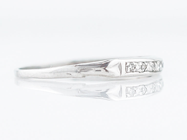 Antique Wedding Band Art Deco .03 Single Cut Diamonds in 14k White Gold - Image 3