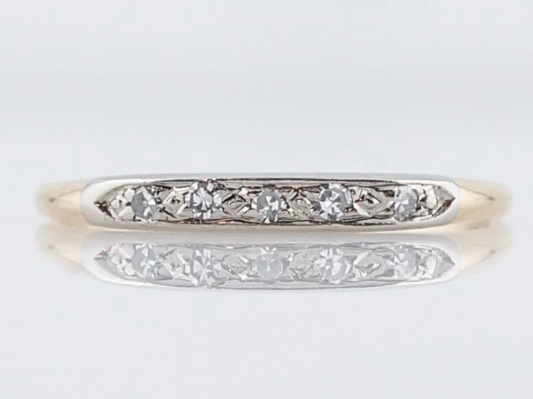 Antique Wedding Band Art Deco .08 Single Cut Diamonds in 14k Yellow Gold