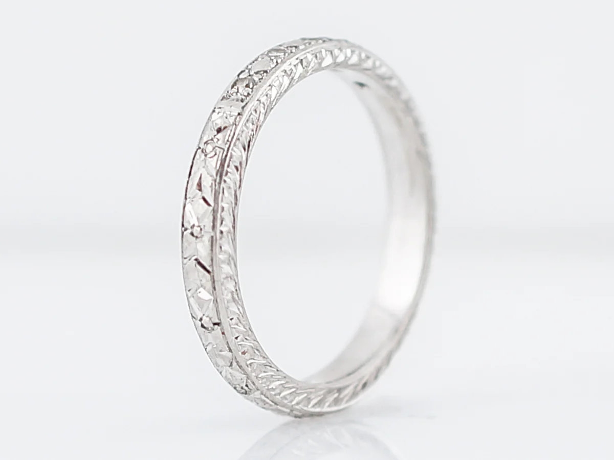 Antique Wedding Band Art Deco .08 Single Cut Diamonds in 18k White Gold - Image 5