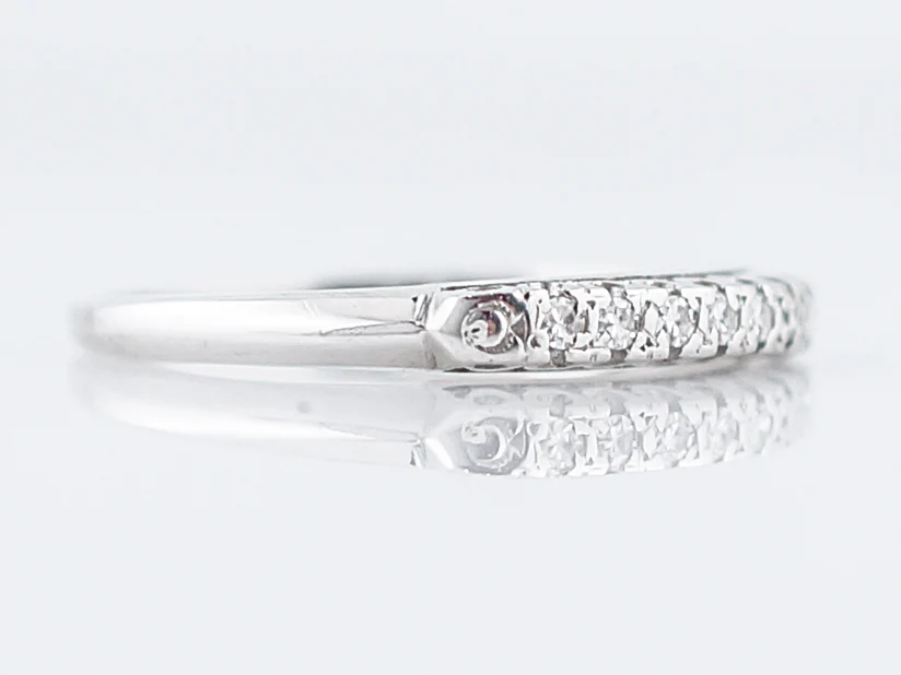 Antique Wedding Band Art Deco .08 Single Cut Round Diamond in 18k White Gold - Image 3