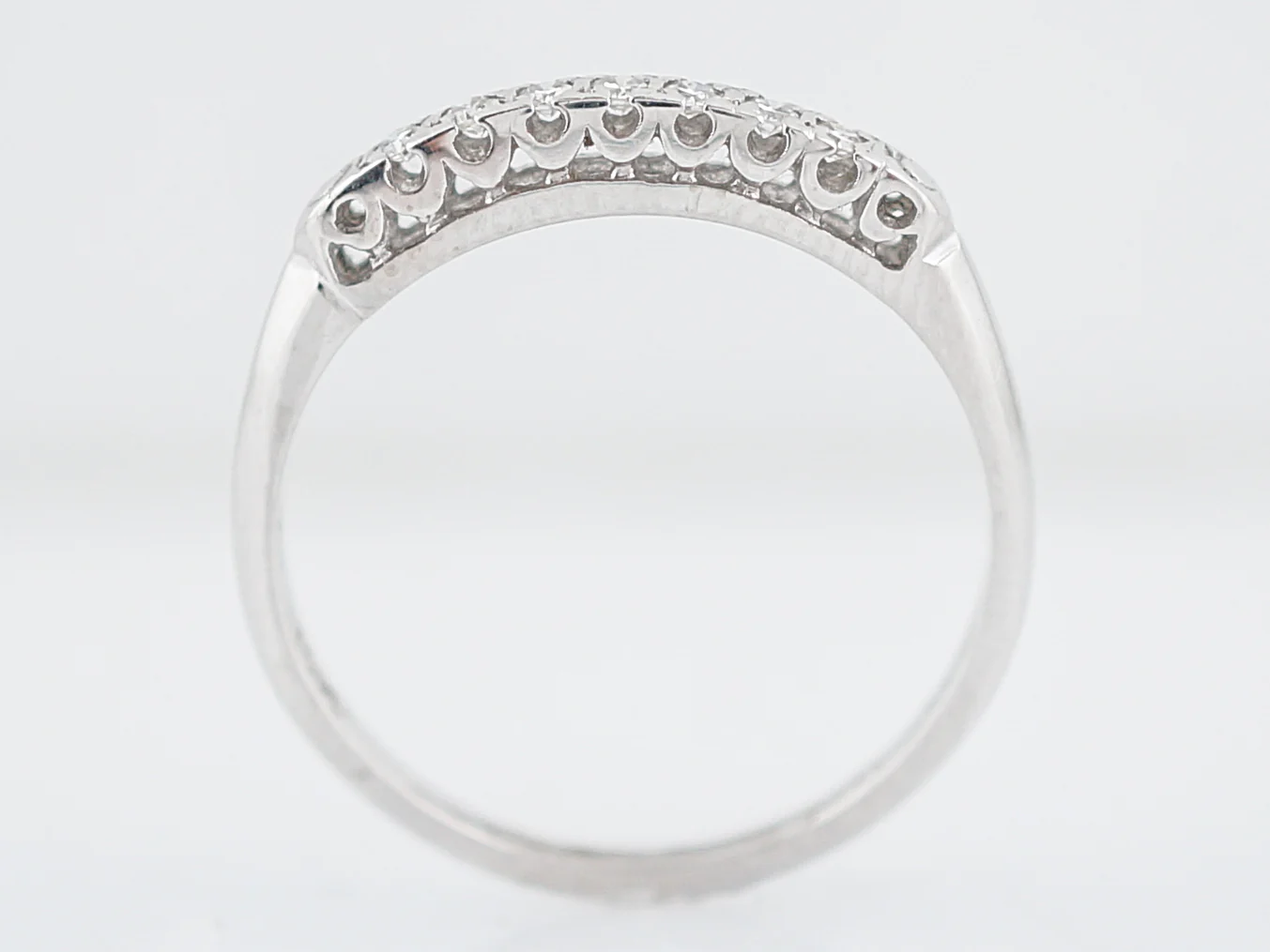 Antique Wedding Band Art Deco .08 Single Cut Round Diamond in 18k White Gold - Image 5