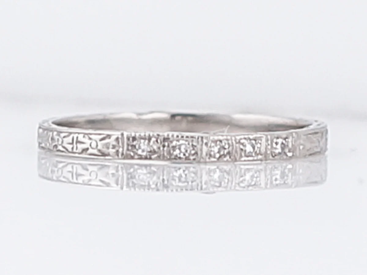 Antique Wedding Band Art Deco .09 Single Cut Diamonds in Platinum
