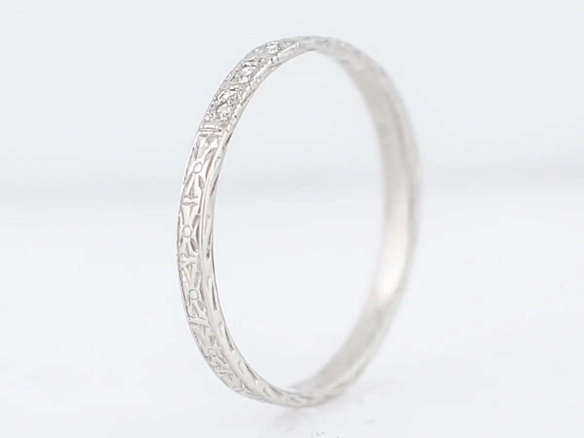 Antique Wedding Band Art Deco .09 Single Cut Diamonds in Platinum - Image 3
