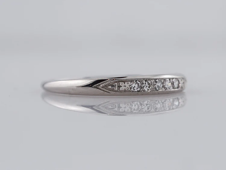 Antique Wedding Band Art Deco .10cttw Single Cut Diamonds in Platinum - Image 2
