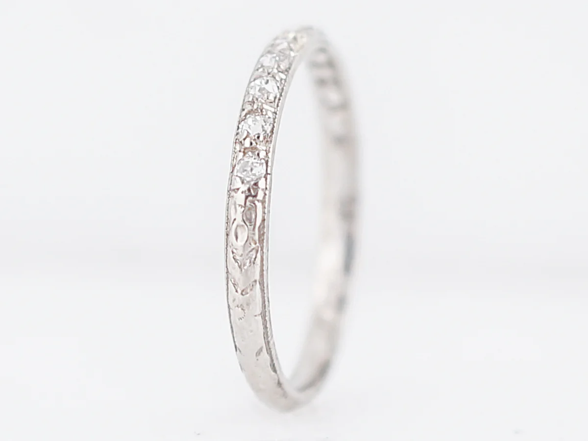 Antique Wedding Band Art Deco .12 Single Cut Diamonds in Platinum - Image 5