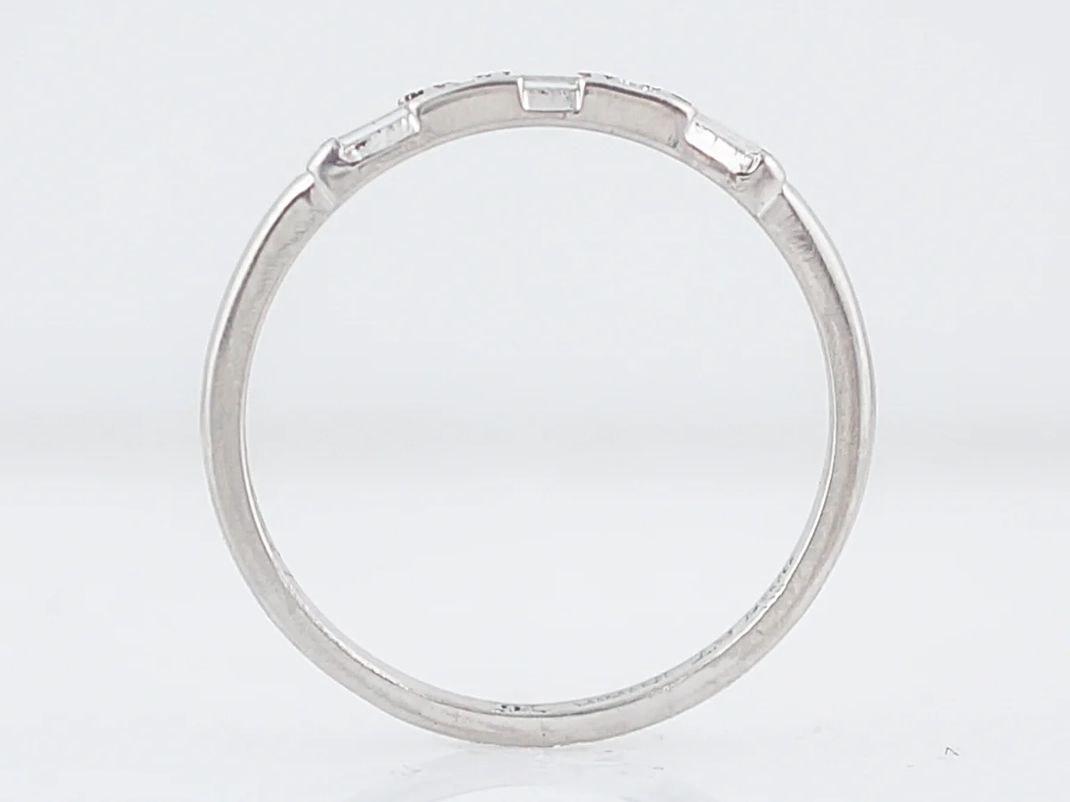 Antique Wedding Band Art Deco .13 Baguette & Single Cut Diamonds in Platinum - Image 4