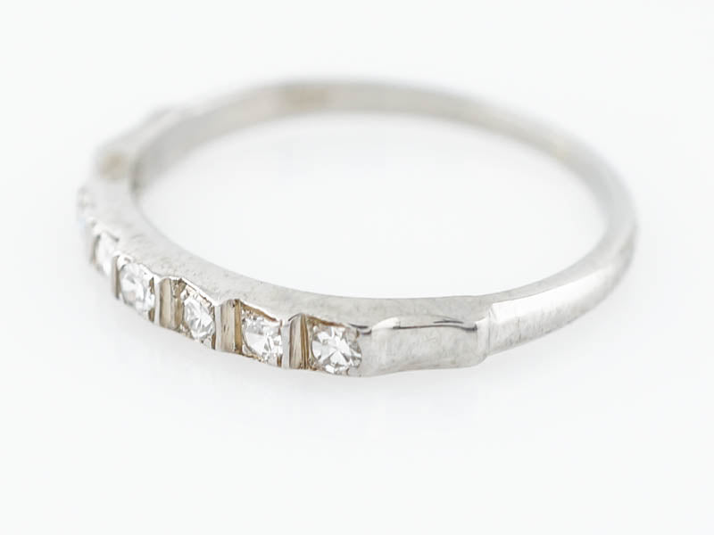 Antique Wedding Band Art Deco .18 Single Cut Diamonds in 18k White Gold - Image 2