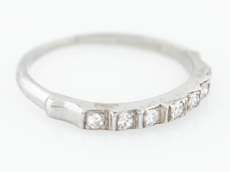 Antique Wedding Band Art Deco .18 Single Cut Diamonds in 18k White Gold - Image 3