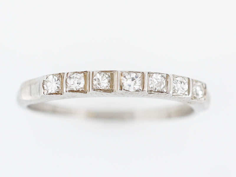 Antique Wedding Band Art Deco .18 Single Cut Diamonds in 18k White Gold - Image 4
