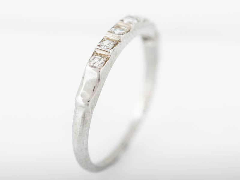 Antique Wedding Band Art Deco .18 Single Cut Diamonds in 18k White Gold - Image 7