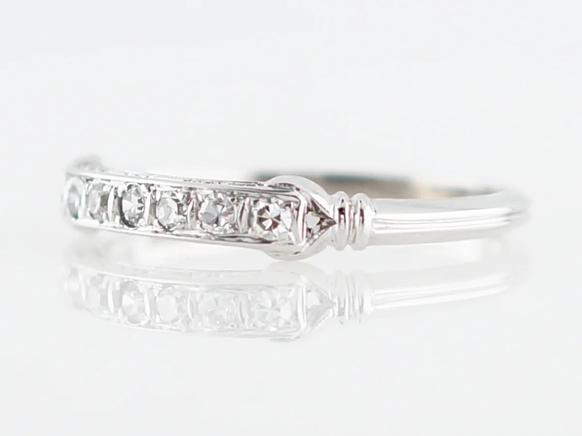Antique Wedding Band Art Deco .18 Single Cut Diamonds in 18k White Gold - Image 2