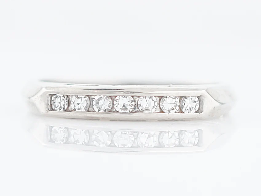 Antique Wedding Band Art Deco .21 Single Cut Diamond in 14k White Gold