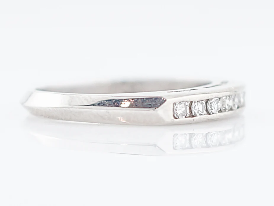 Antique Wedding Band Art Deco .21 Single Cut Diamond in 14k White Gold - Image 3