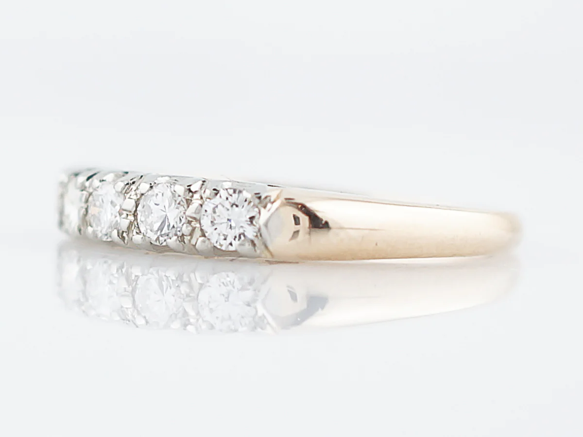 Antique Wedding Band Retro .35 Round Brilliant Cut Diamonds in 14K Yellow Gold - Image 2