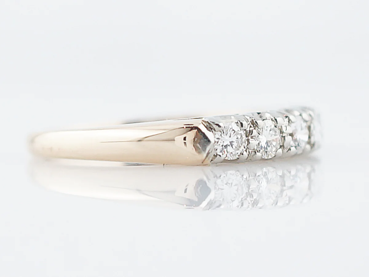 Antique Wedding Band Retro .35 Round Brilliant Cut Diamonds in 14K Yellow Gold - Image 3