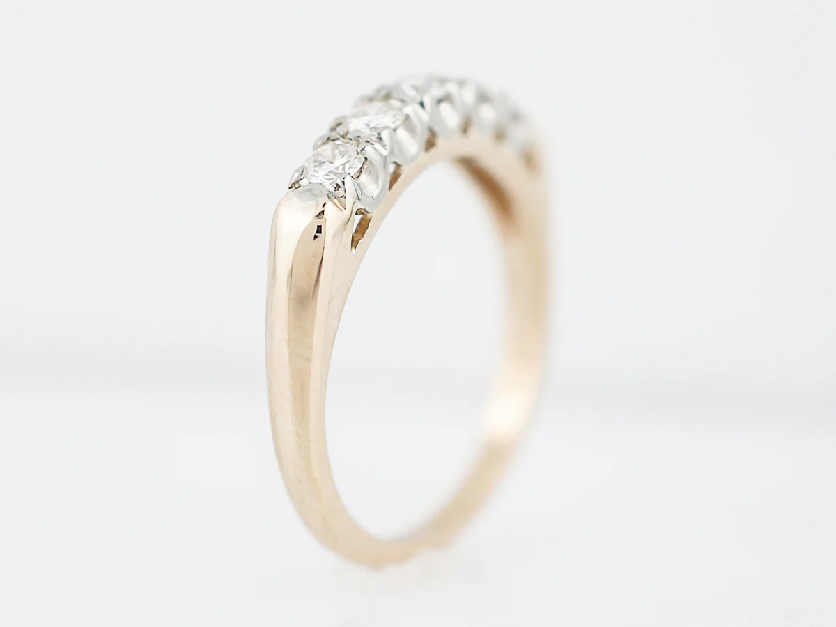 Antique Wedding Band Retro .35 Round Brilliant Cut Diamonds in 14K Yellow Gold - Image 5