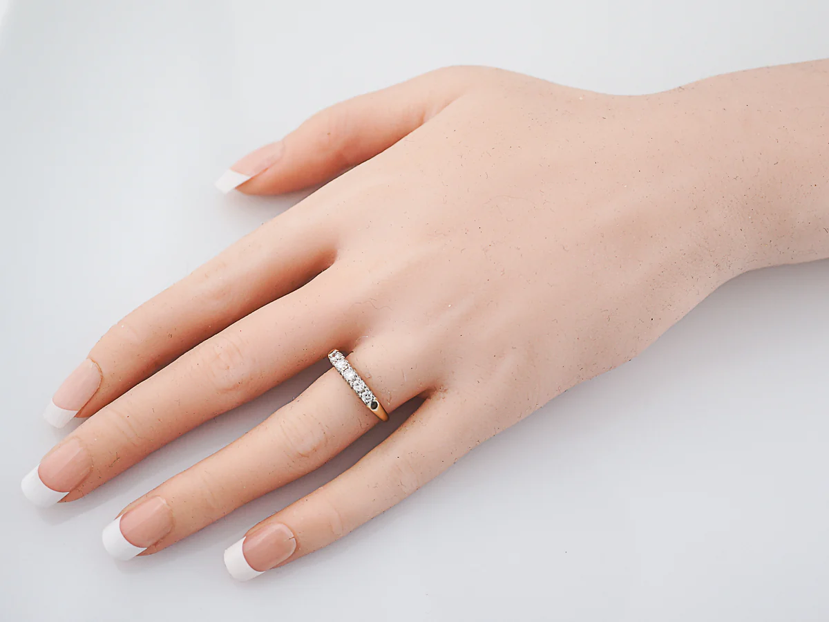 Antique Wedding Band Retro .35 Round Brilliant Cut Diamonds in 14K Yellow Gold - Image 8