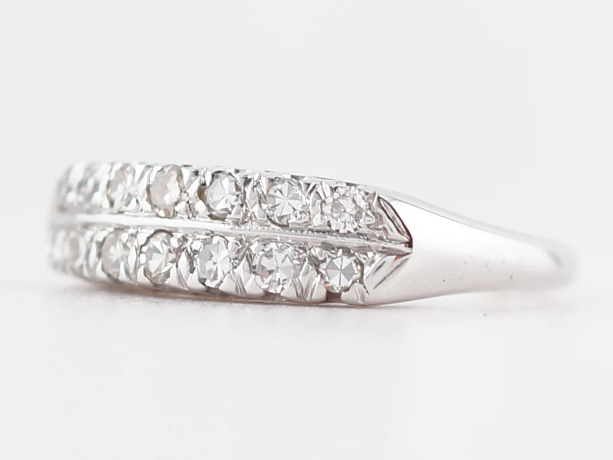 Antique Wedding Band Art Deco .56 Single Cut Diamonds in 14k White Gold - Image 2