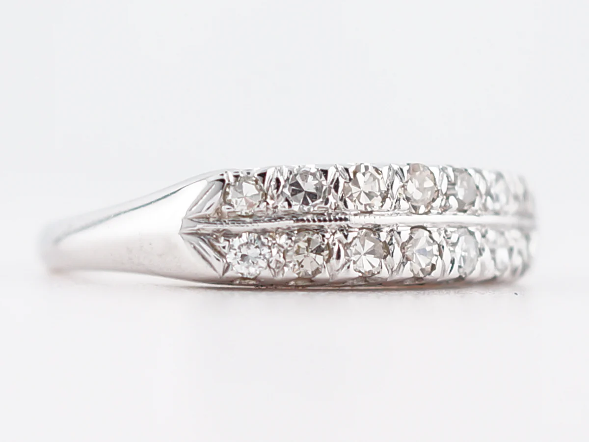 Antique Wedding Band Art Deco .56 Single Cut Diamonds in 14k White Gold - Image 3