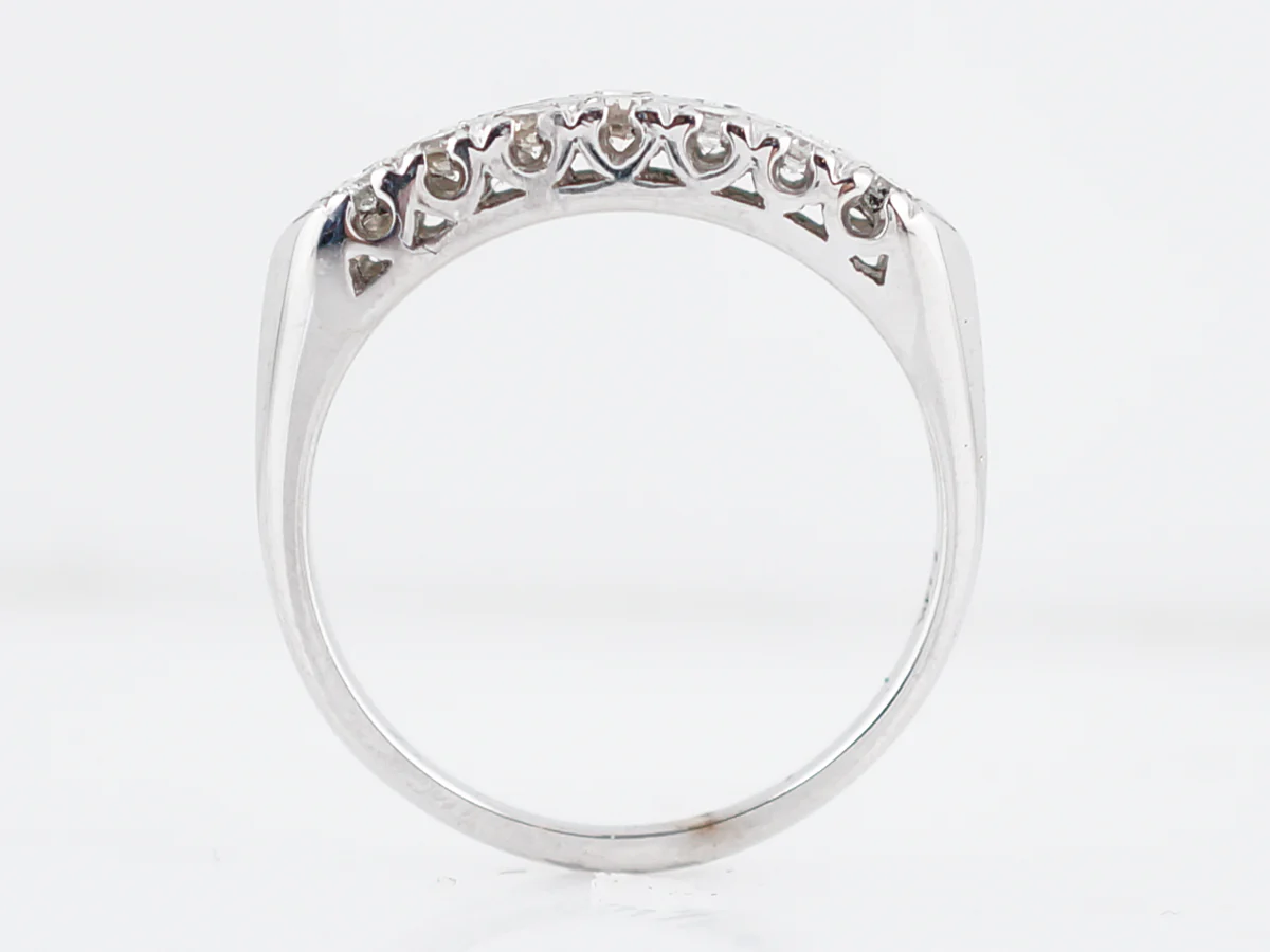Antique Wedding Band Art Deco .56 Single Cut Diamonds in 14k White Gold - Image 4