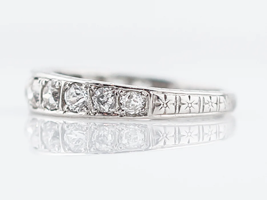 Antique Wedding Band Art Deco .60 Old European Cut Diamonds in Platinum - Image 2
