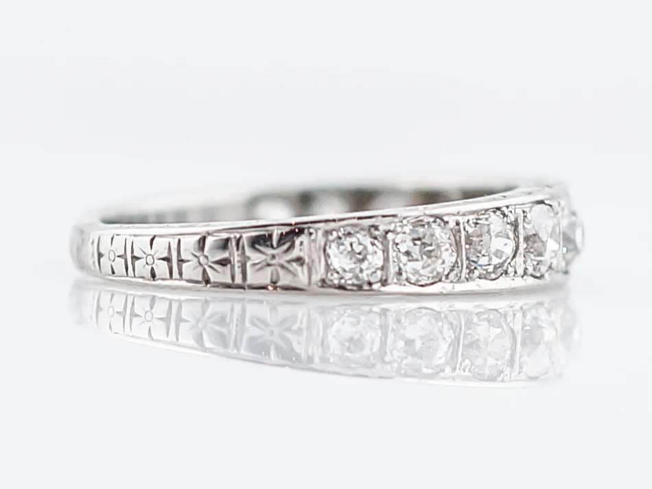 Antique Wedding Band Art Deco .60 Old European Cut Diamonds in Platinum - Image 3