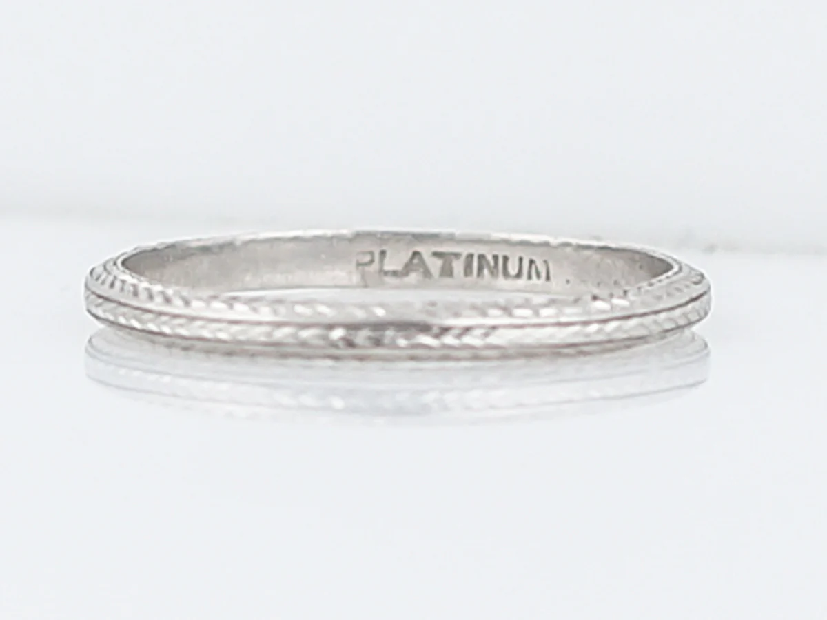 Antique Wedding Band Art Deco Chevron in Platinum - Image 2
