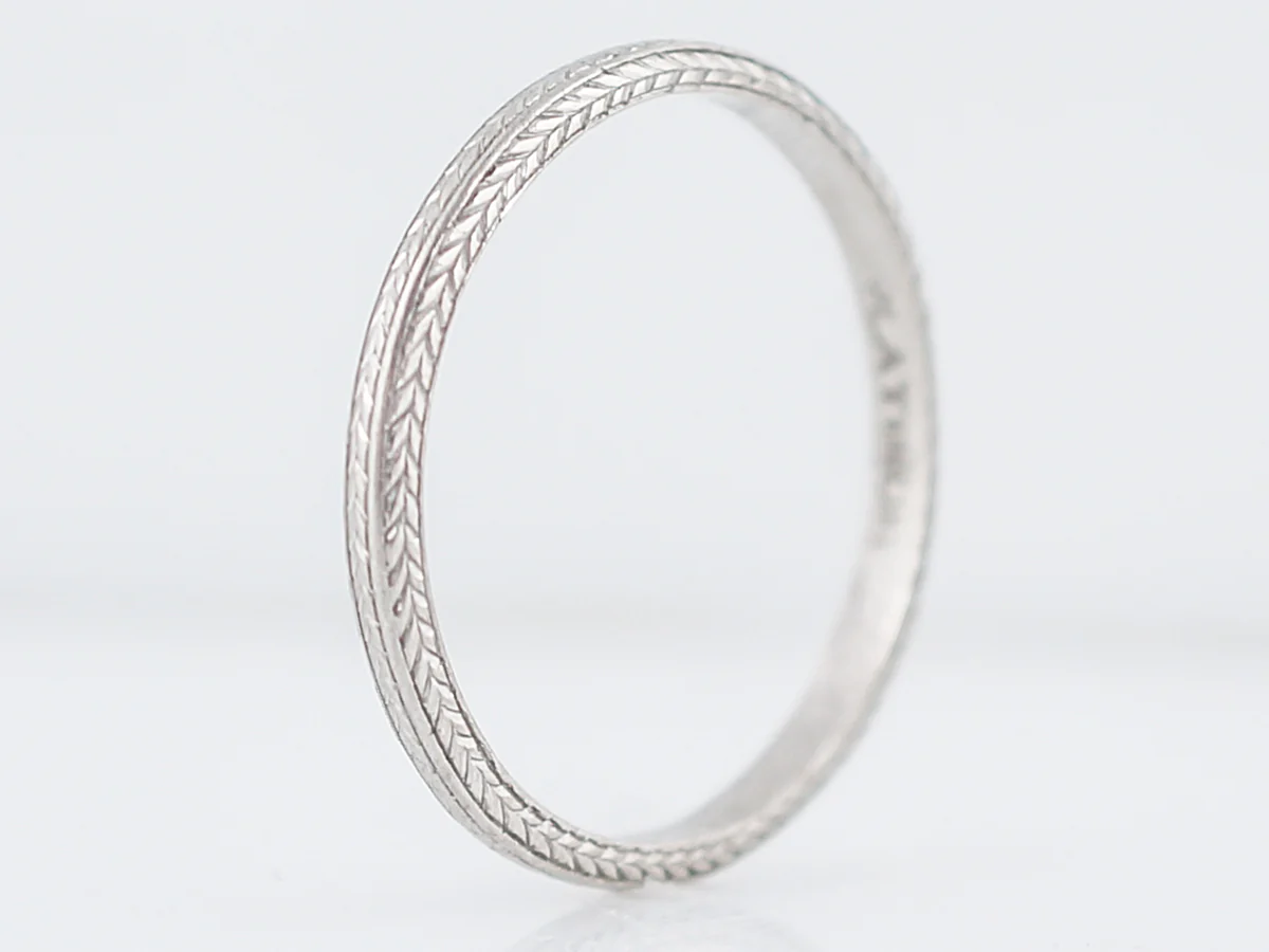 Antique Wedding Band Art Deco Chevron in Platinum - Image 4