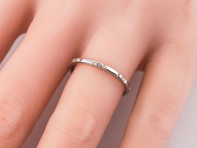 Antique Wedding Band Art Deco Geometric in 18k White Gold - Image 6