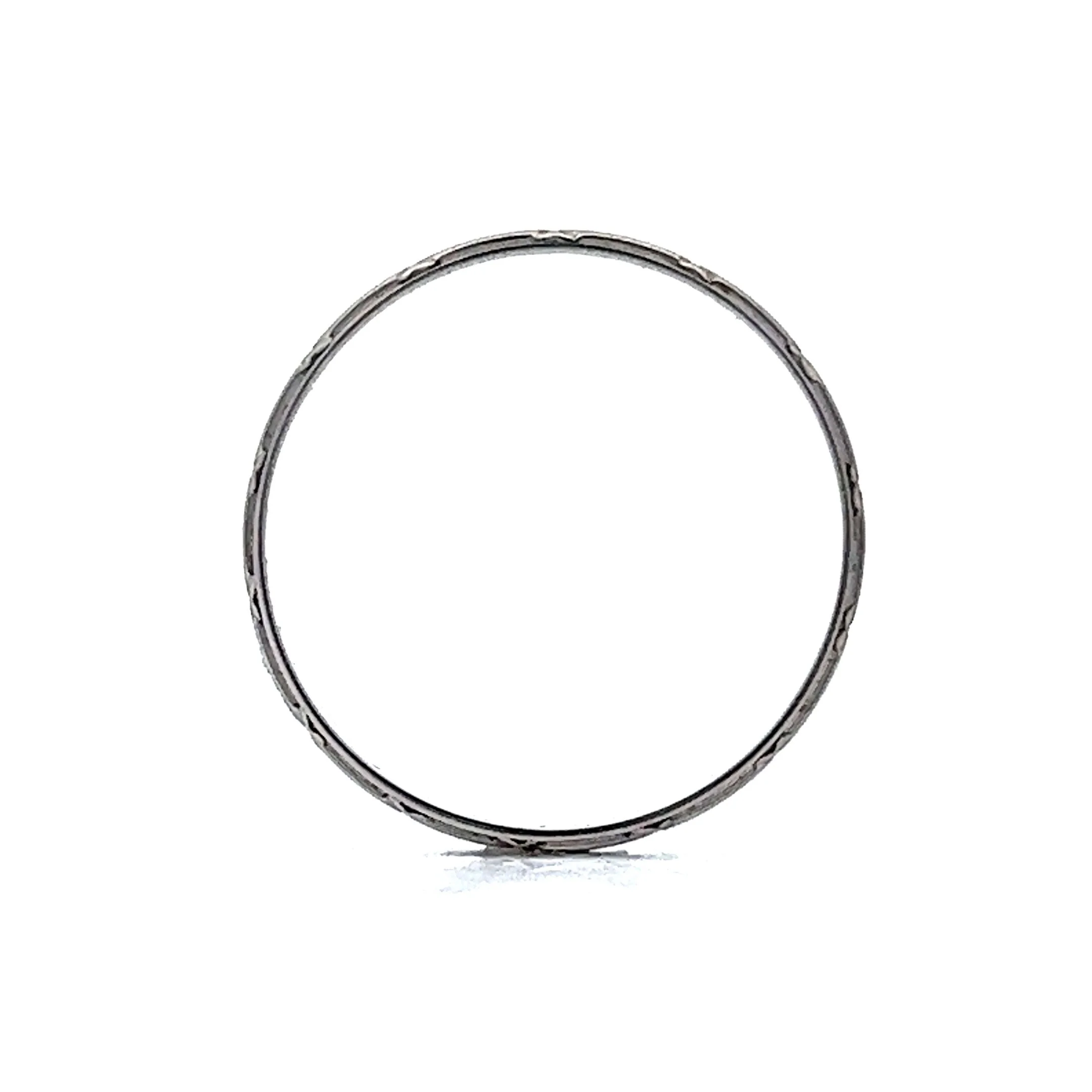 Antique Wedding Band Art Deco Geometric in 18k White Gold - Image 4