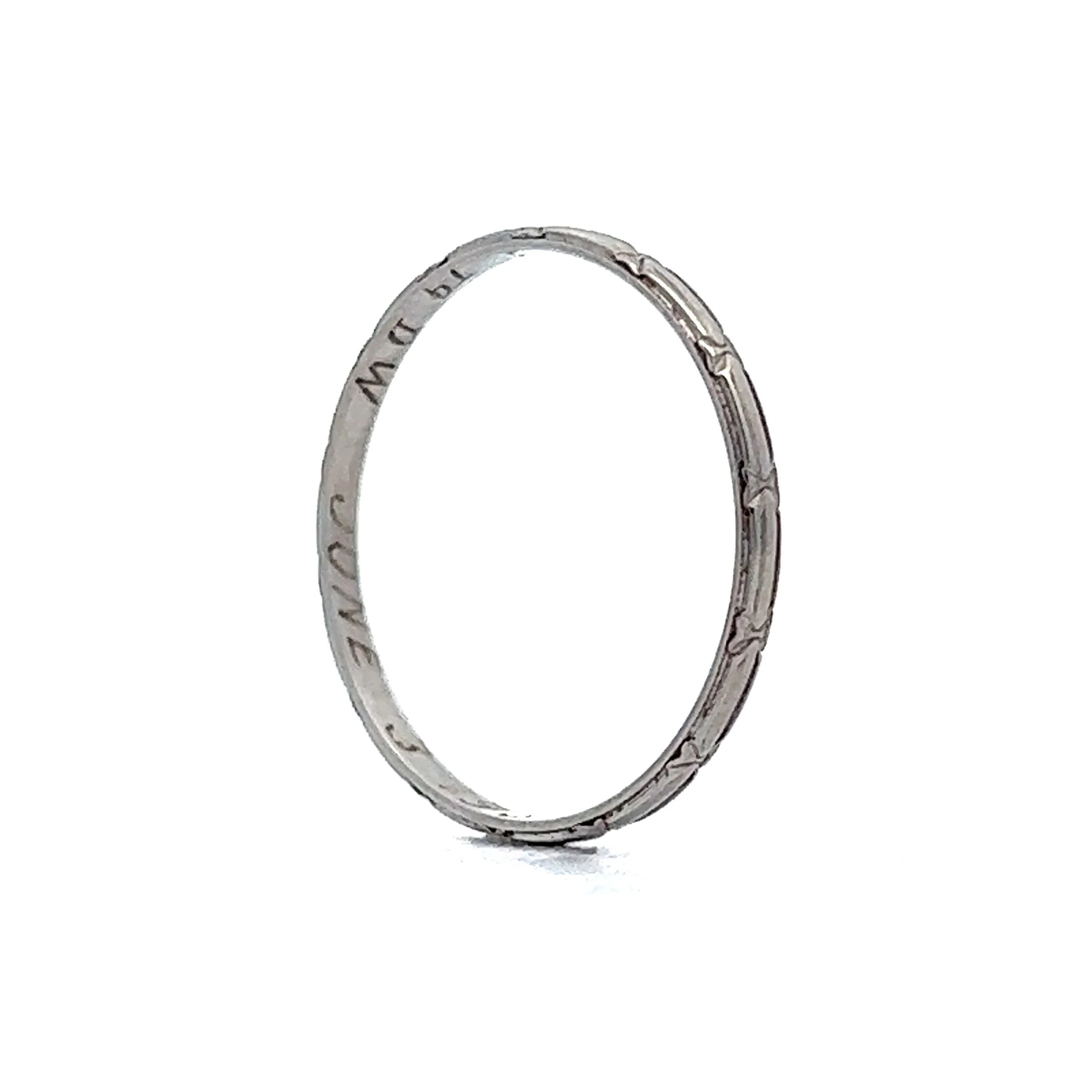 Antique Wedding Band Art Deco Geometric in 18k White Gold - Image 5