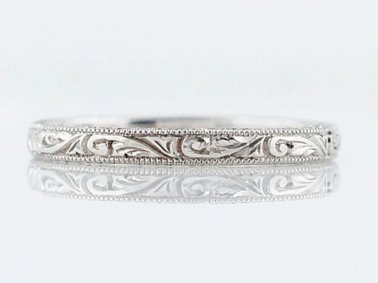 Antique Wedding Band Art Deco Geometric Pattern in Platinum