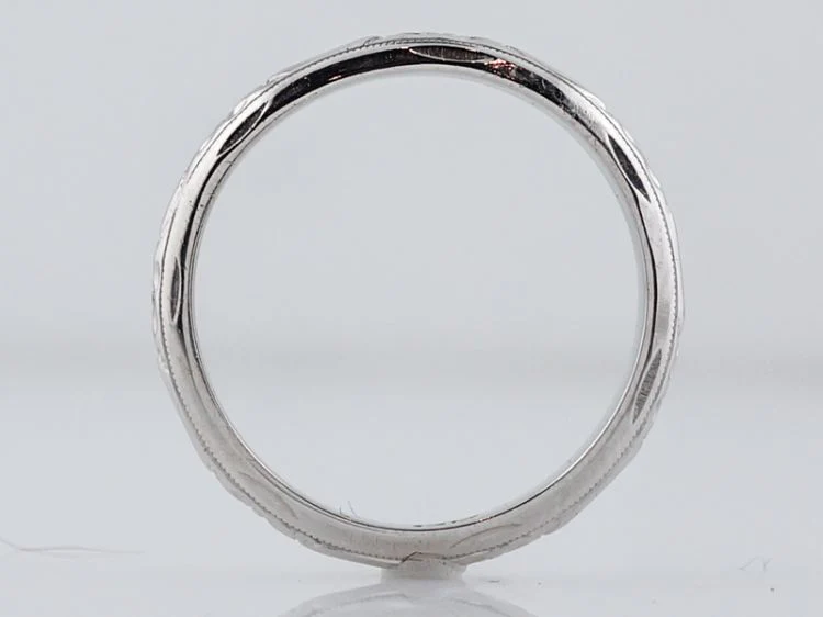 Antique Wedding Band Art Deco Orange Blossom in 14k White Gold - Image 2