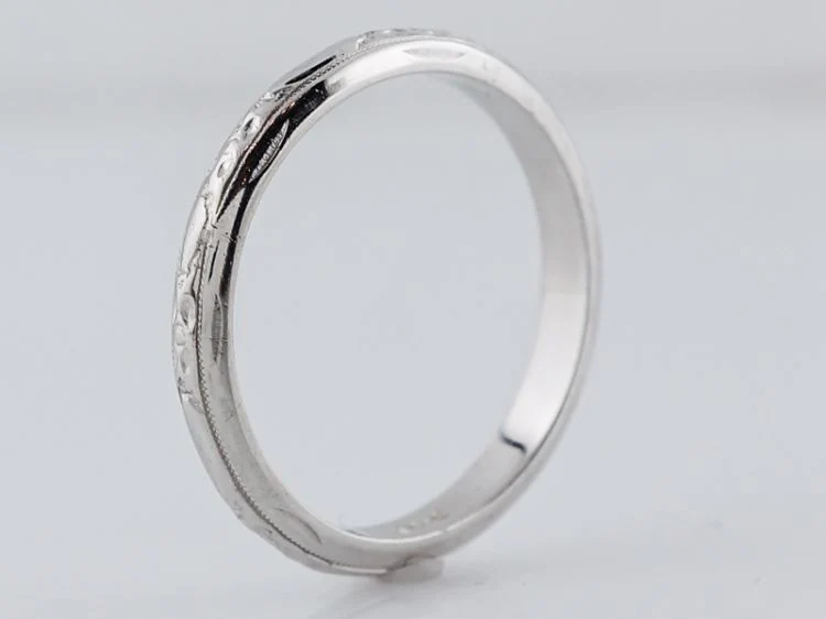 Antique Wedding Band Art Deco Orange Blossom in 14k White Gold - Image 3
