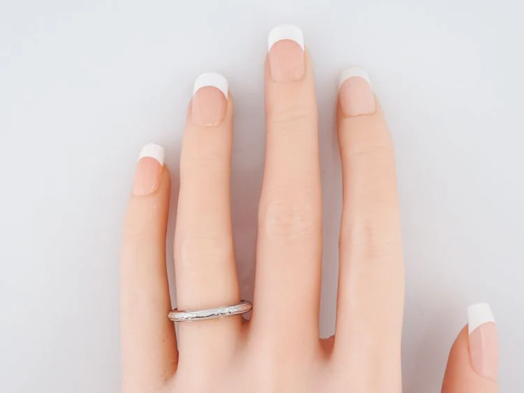 Antique Wedding Band Art Deco Orange Blossom in 14k White Gold - Image 6