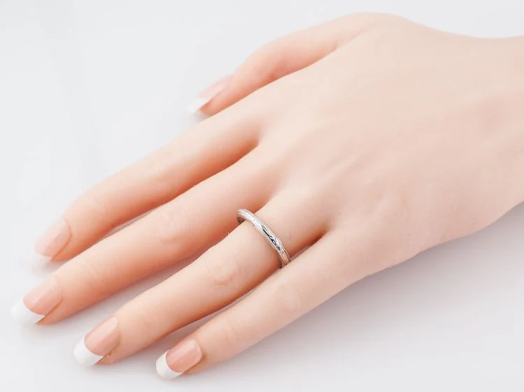 Antique Wedding Band Art Deco Orange Blossom in 14k White Gold - Image 8