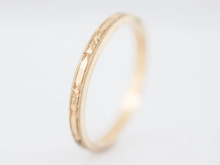 Antique Wedding Band Art Deco Orange Blossom 14k in Yellow Gold - Image 3