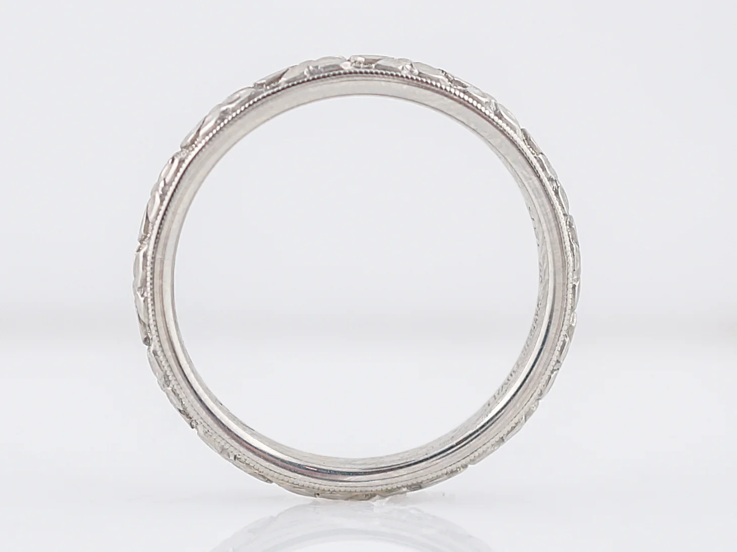 Antique Wedding Band Art Deco Orange Blossom in 18k White Gold - Image 3