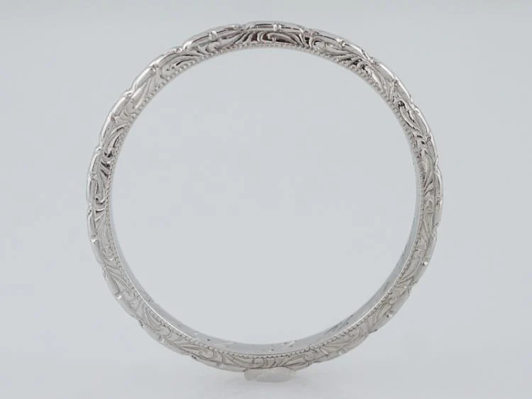 Antique Wedding Band Art Deco Orange Blossom in 18k White Gold - Image 2