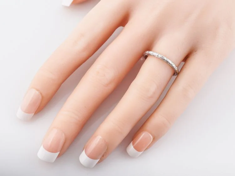 Antique Wedding Band Art Deco Orange Blossom in 18k White Gold - Image 5