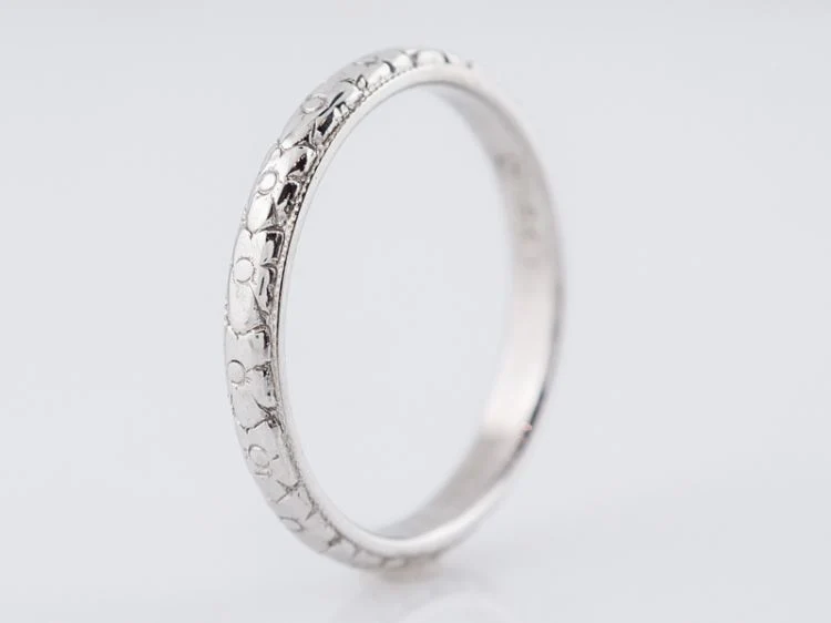 Antique Wedding Band Art Deco Orange Blossom in 18k White Gold - Image 2