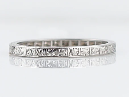 Antique Wedding Band Art Deco Orange Blossom in Platinum
