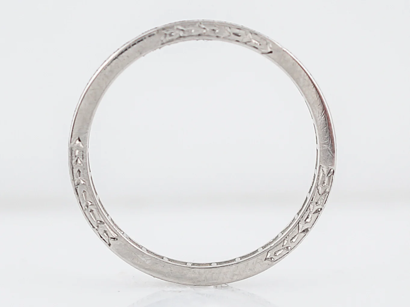 Antique Wedding Band Art Deco Orange Blossom in Platinum - Image 2